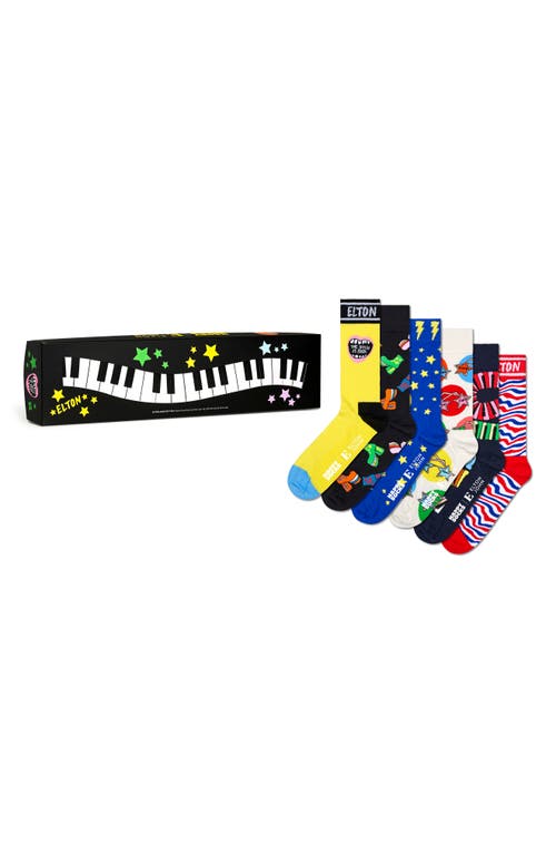 Happy Socks x Elton John Assorted 6-Pack Crew Socks in Yellow at Nordstrom
