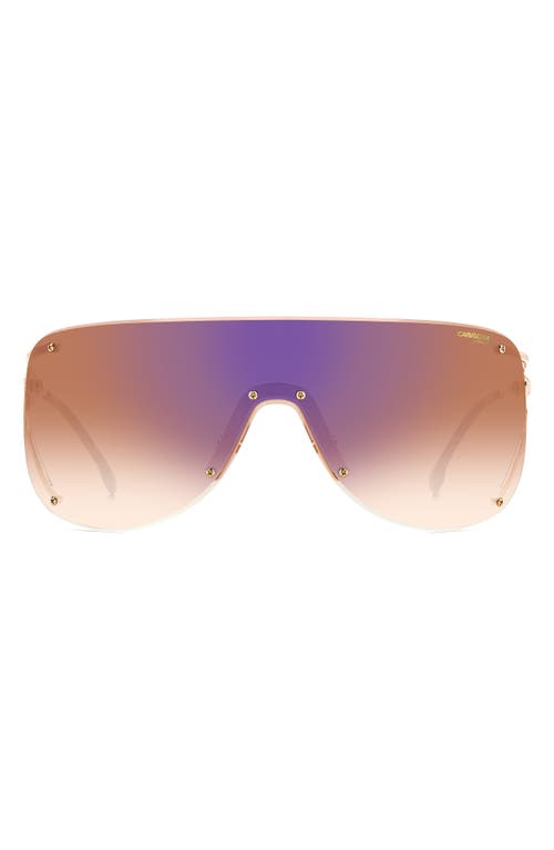 99mm Shield Sunglasses in Gold Copper/Brown Blue Mirror