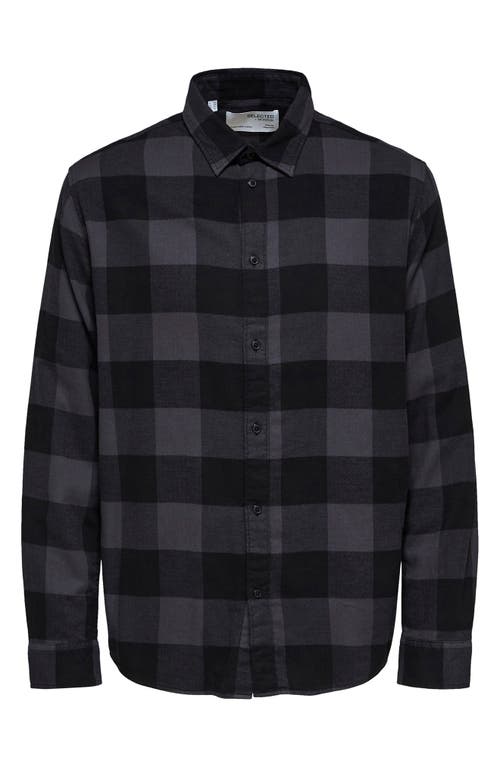 Check Regular Fit Organic Cotton Button-Up Shirt in Black