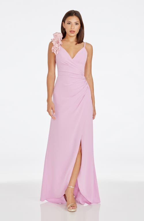 Shop Dress The Population Camelia Ruffle Detail Gown In Lavender-vintage Pink