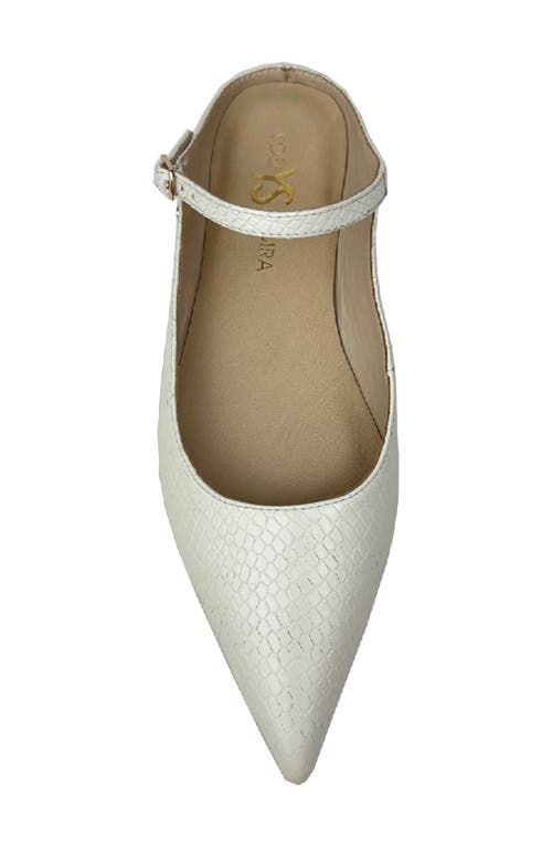 Shop Yosi Samra Vida Pointed Toe Mule In Bone Snake