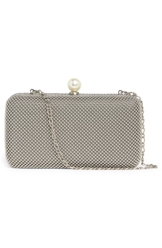 Shop Whiting & Davis Cassie Imitation Pearl Minaudiere In Pewter