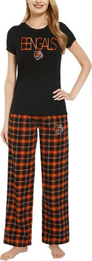 Women's Concepts Sport Black/Orange Cincinnati Bengals Arctic T-Shirt & Flannel  Pants Sleep Set