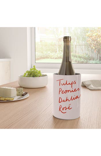 Deny Designs Flowers & Wine Variety Wine Chiller In Pink