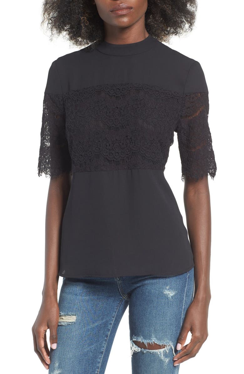 WAYF Pike Lace Inset Top | Nordstrom