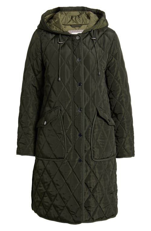 Lucky Brand Hooded Quilted Jacket In Olive/sage