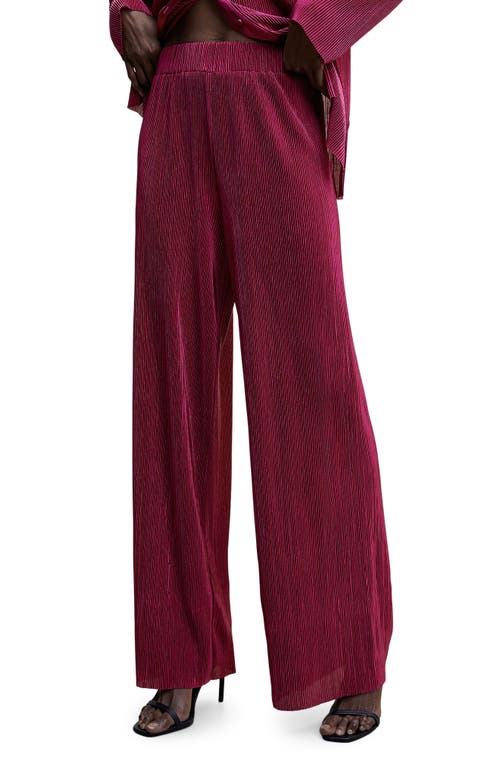 MANGO Pleated Satin Palazzo Pants in Purple at Nordstrom, Size Medium