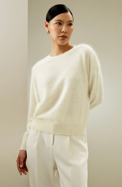 Lilysilk Classic Round Neck Cashmere Sweater For Women In White