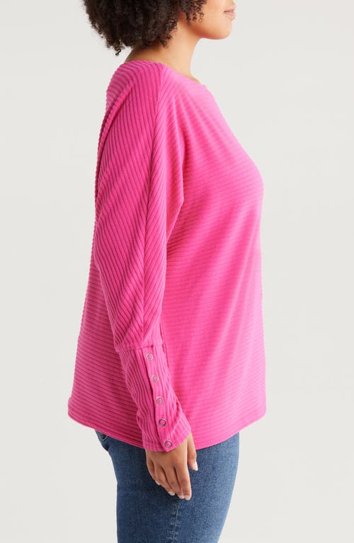 Shop Caslonr Caslon(r) Snap Cuff Dolman Sleeve Knit Top In Pink Electric