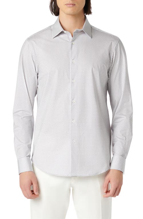 Bugatchi James OoohCotton Geometric Print Button-Up Shirt Cement at Nordstrom,