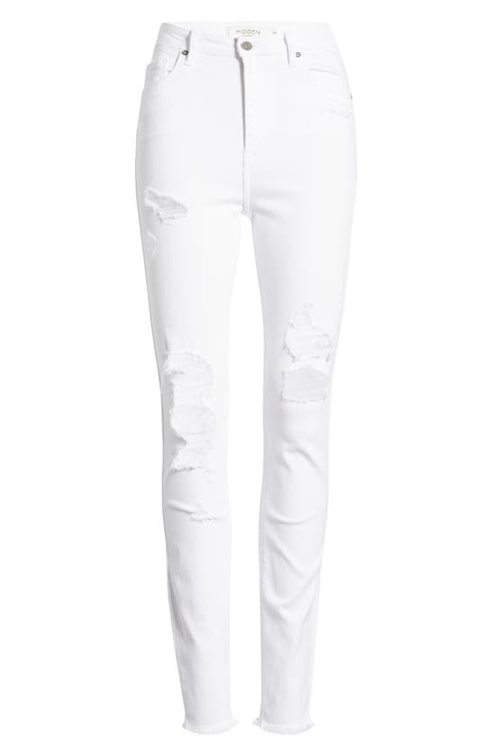 Shop Hidden Jeans Distressed High Waist Ankle Skinny Jeans In White