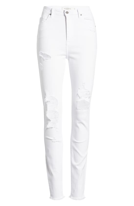 Hidden Jeans Distressed High Waist Ankle Skinny Jeans In White