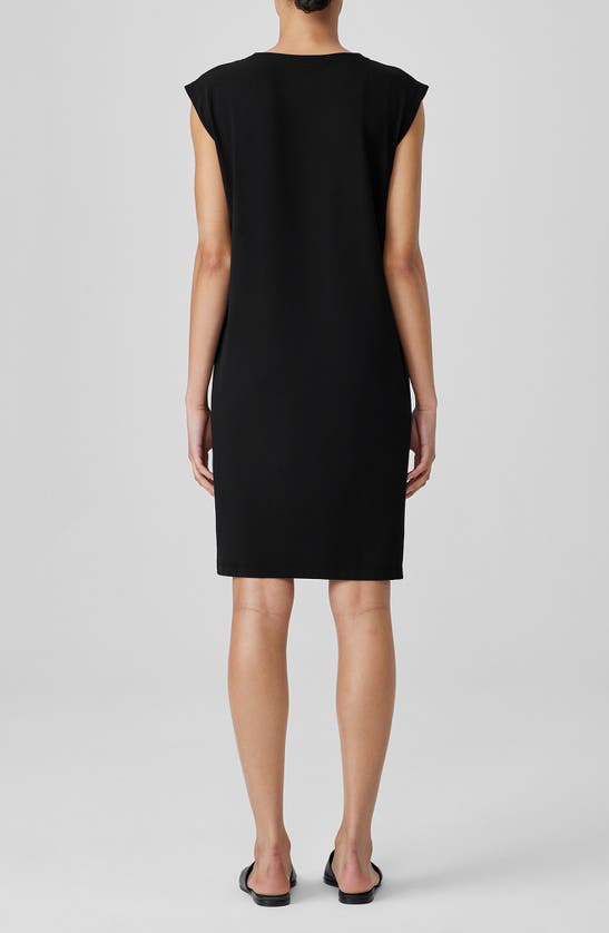 Shop Eileen Fisher Sleeveless Organic Stretch Cotton Jersey Dress In Black