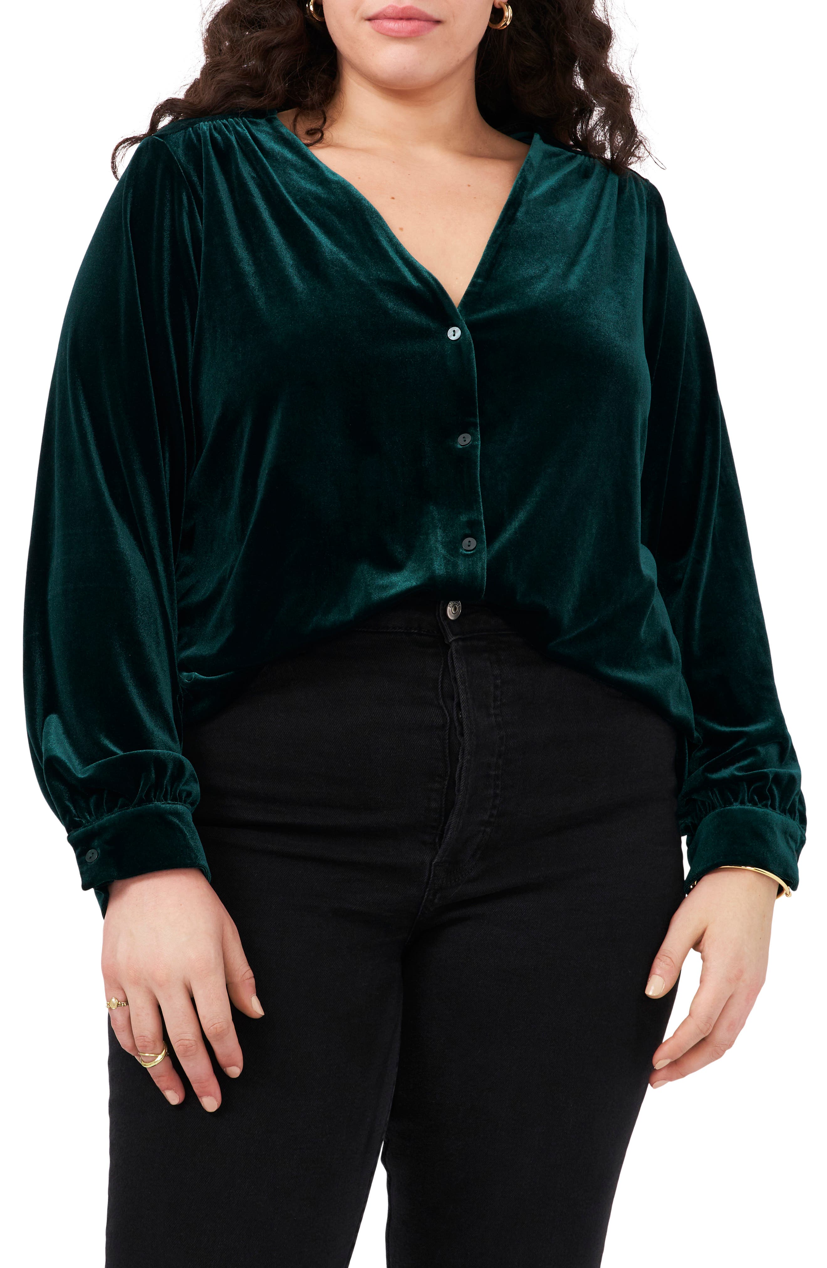 emerald green plus size tops