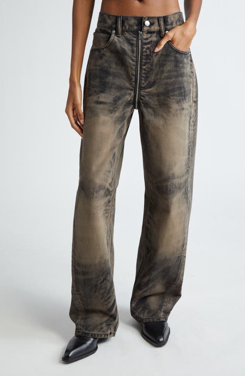 Shop Alexander Wang Distressed Overdyed Moto Balloon Jeans In Distressed Brown Overdye