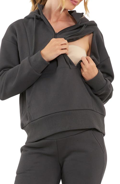 Shop Ripe Maternity Nicky Maternity/nursing Quarter Zip Hoodie In Slate