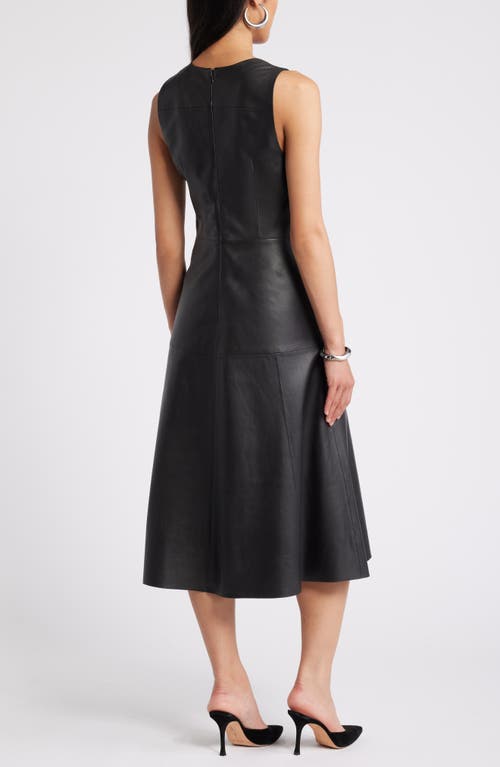 Shop Nordstrom A-line Leather Dress In Black