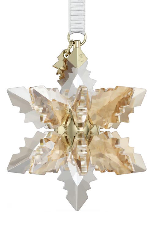 Shop Swarovski 2024 Festive 3d Snowflake Crystal Ornament In Gold