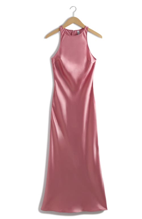 & Other Stories Sleeveless Satin Midi Dress in Pink Medium Dusty at Nordstrom, Size 12