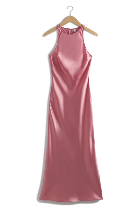 & Other Stories Sleeveless Satin Midi Dress In Pink Medium Dusty