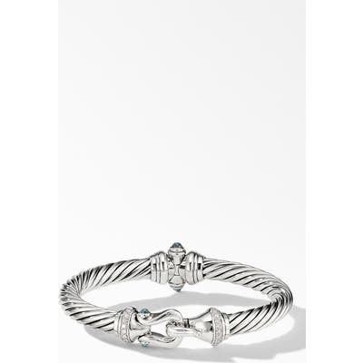 David Yurman Cable Buckle Bracelet With Hampton Blue Topaz & Diamonds