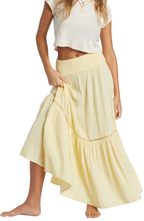 Shop Billabong In The Palms Tiered Cotton Maxi Skirt In Retro Yellow