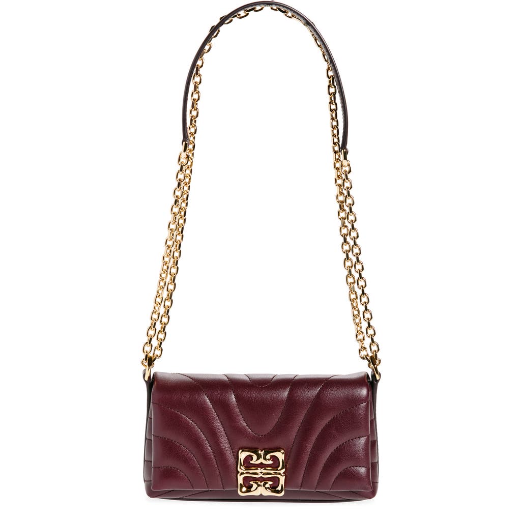 Givenchy 4g Liquid Logo Quilted Calfskin Wallet On A Chain In Oxblood Red