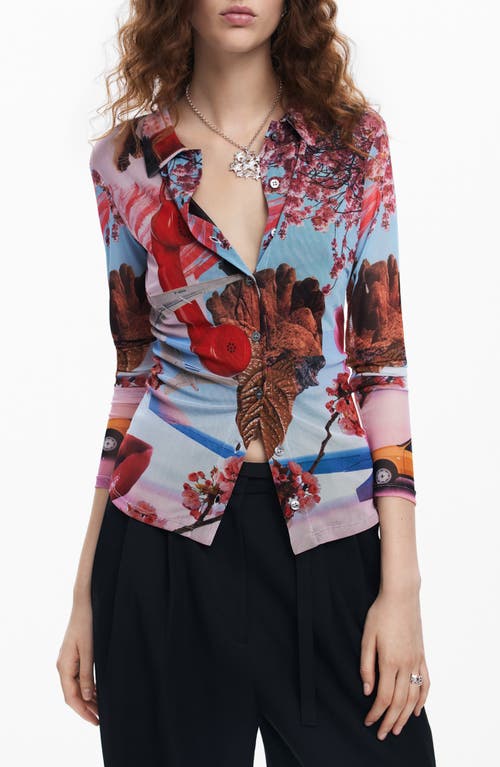 Desigual Printed Shirt M. Christian Lacroix In Red Blue Mix