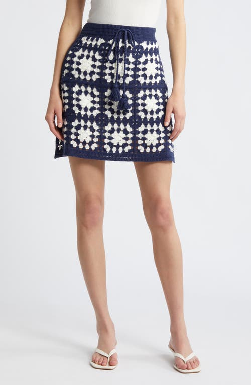 FRAME Tassel Crochet Miniskirt Navy Multi at Nordstrom,