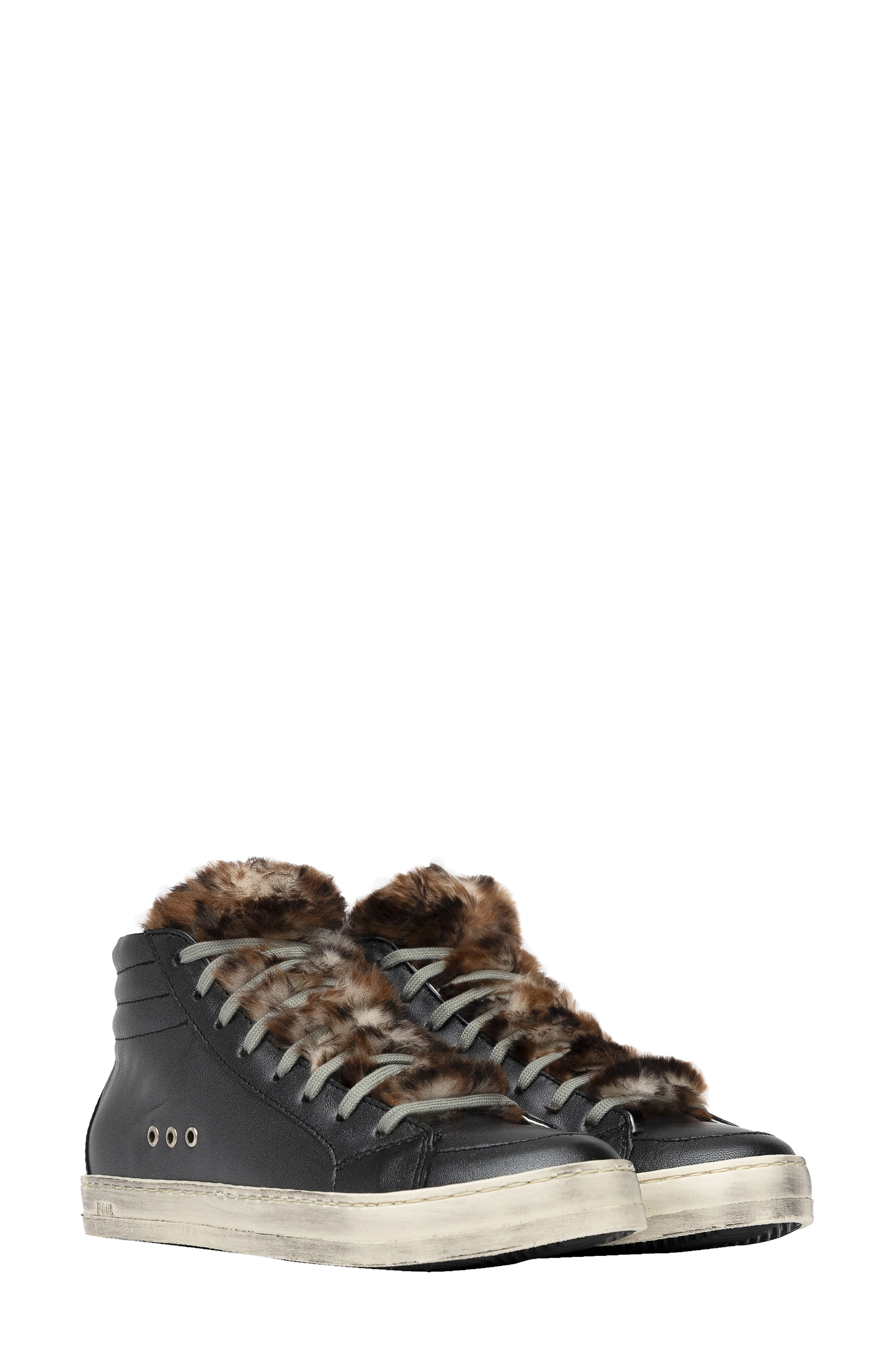 ladies black leather high tops