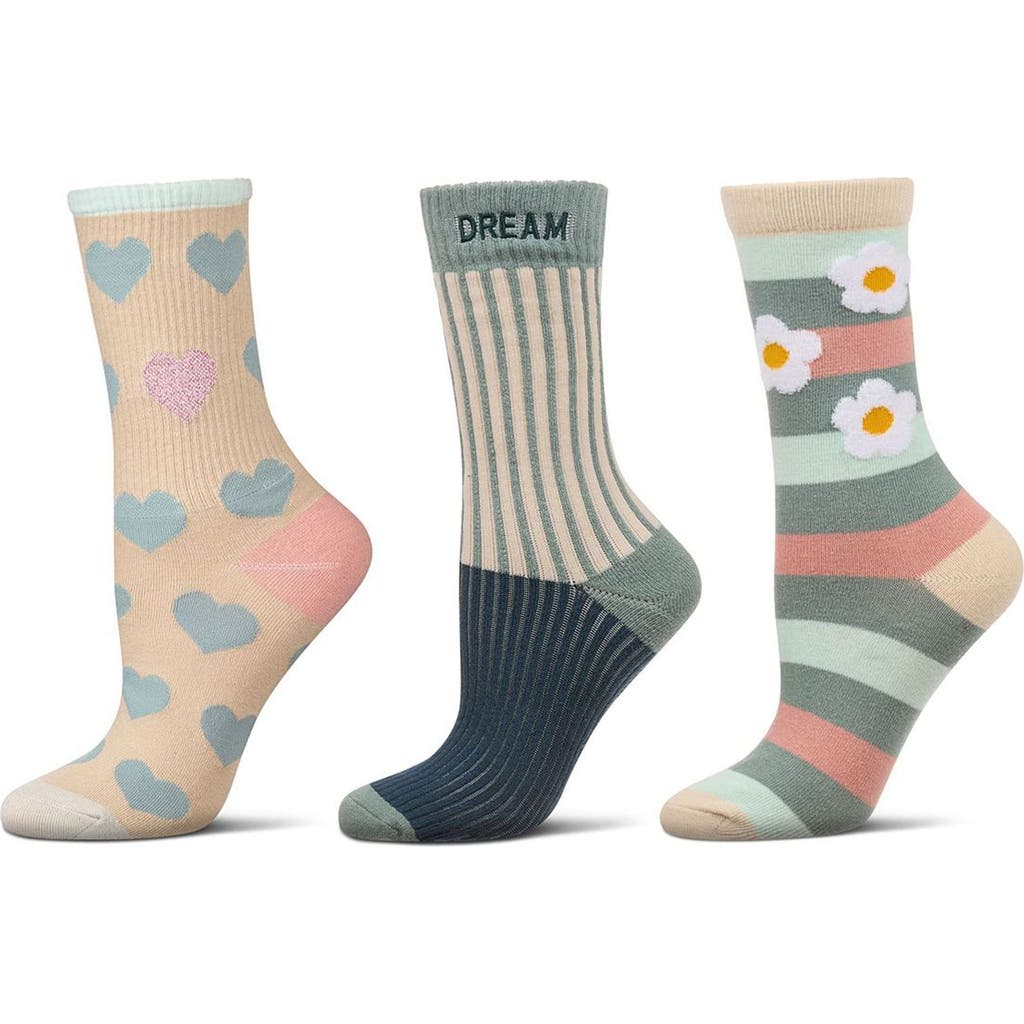 MeMoi Assorted 3-Pack Crew Socks in Green