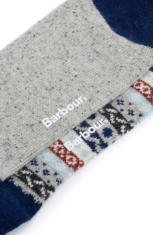 Shop Barbour Fair Isle & Solid Assorted 2-pack Wool Blend Crew Socks In Blue Granite Mix