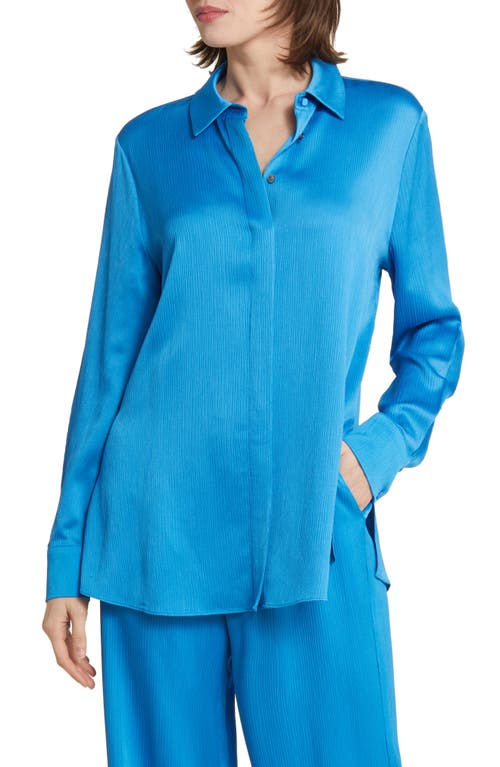 KOBI HALPERIN Crinkle Texture Button-Up Shirt in Ocean at Nordstrom, Size Small
