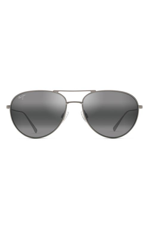 Maui Jim Walaka 57mm PolarizedPlus2 Aviator Sunglasses in Matte Titanium at Nordstrom