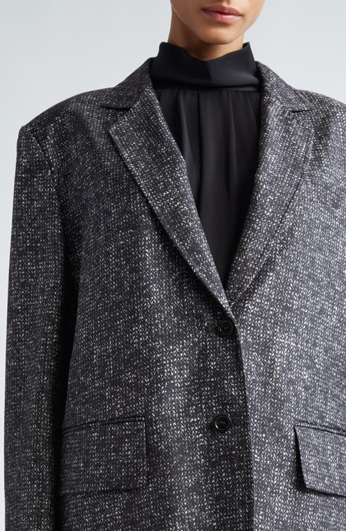 Max Mara Single-breasted Blazer In Printed Silk In Dark Grey
