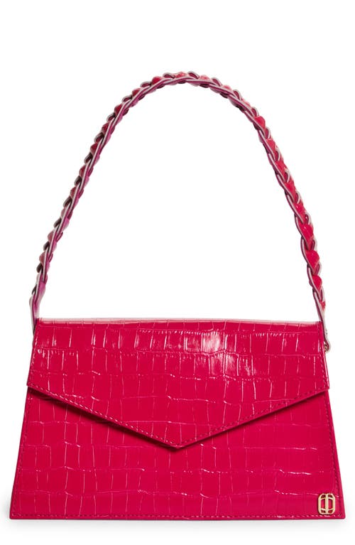 Zaya Croc Embossed Leather Shoulder Bag in Pink