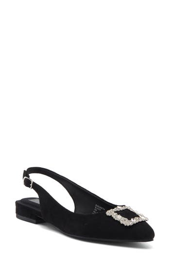 Rachel Rachel Roy Elizabeth Crystal Buckle Slingback Flat In Black