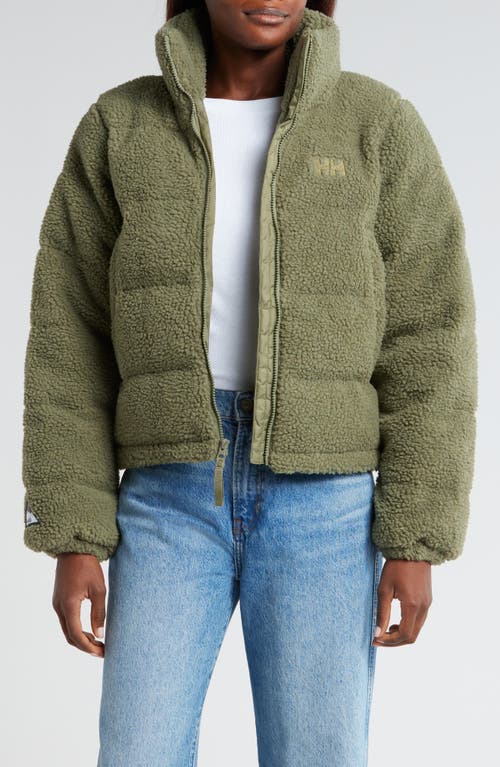 Helly Hansen Yu Teddy Faux Shearling Puffer Jacket In Lav Green