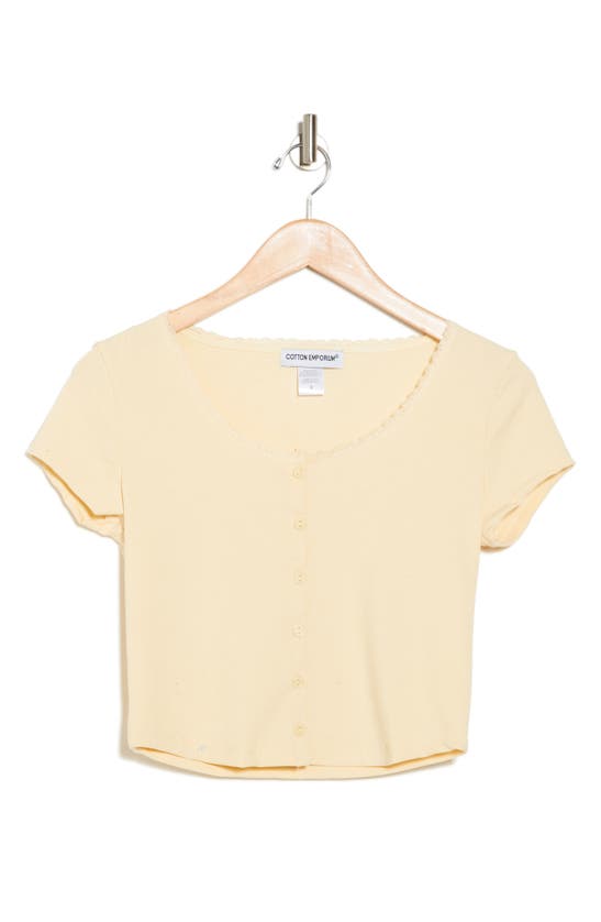 Shop Cotton Emporium Lace Trim Front Button Top In Pale Yellow