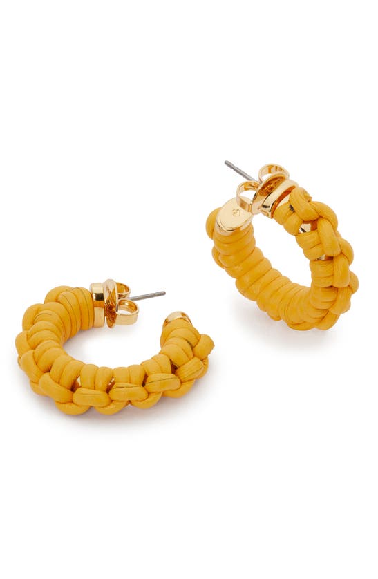 Kate Spade Leather Woven Hoop Earrings In School Bus ModeSens