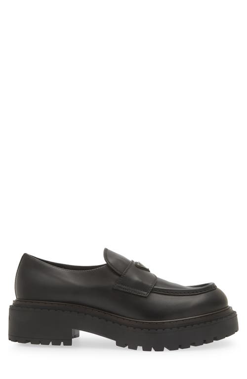 Shop Prada Double Chocolate Platform Loafer In Nero