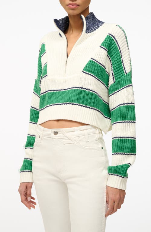 STAUD Stripe Crop Cotton Blend Sweater at Nordstrom,