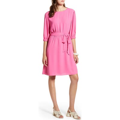 Petite Halogen Tie Waist Dress, Pink