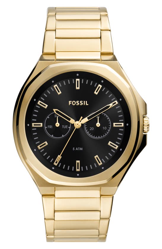 Fossil Evanston Three-hand Quartz Bracelet Watch, 45mm In Gold