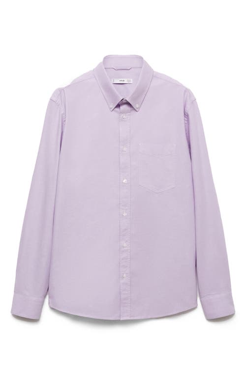 Mango Regular Fit Oxford Button-down Shirt In Violet