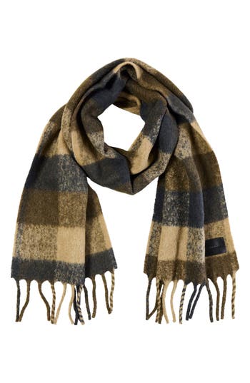 Vince Stafford Plaid Brushed Scarf In Black/espresso