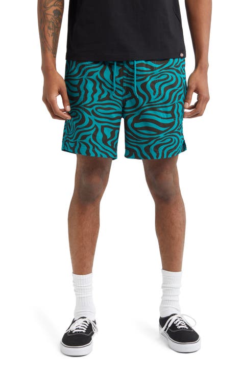 Zebra Print Cotton Twill Shorts