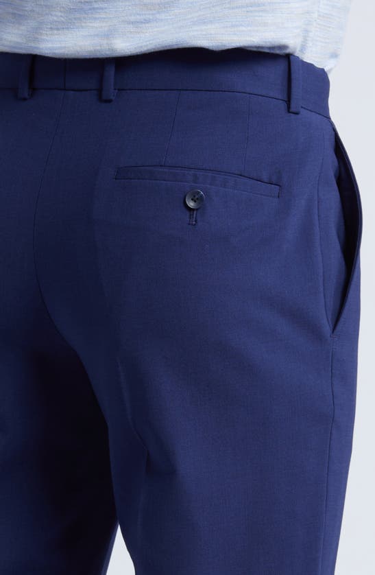 Nordstrom Trim Fit Flat Front Stretch Wool Dress Pants In Navy Peacoat