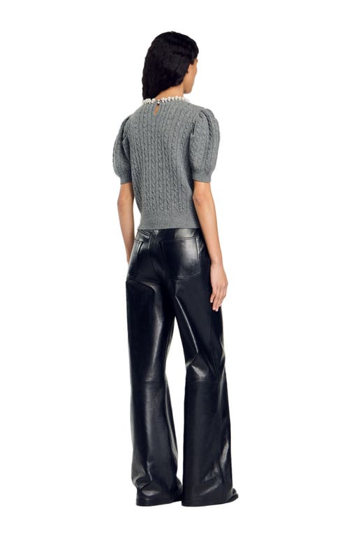 Sandro Tweed Wide Leg Pants In Grey