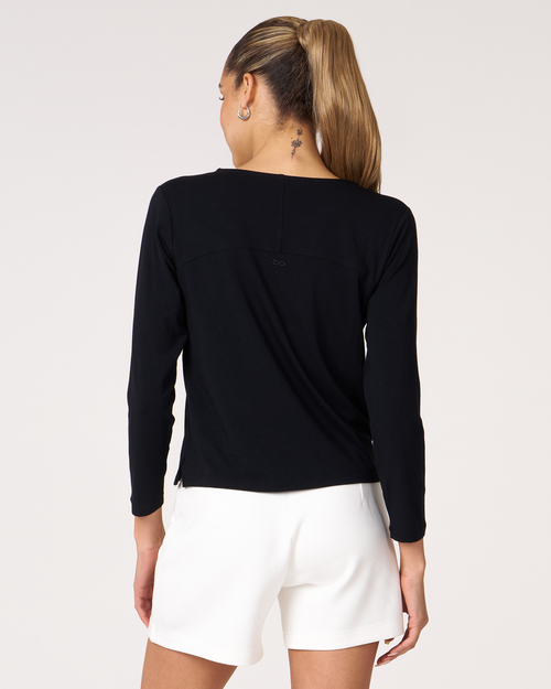 Shop Rebody Active Rebody Essentials Mid Length Long Sleeve Top In Black